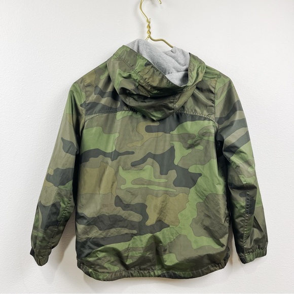 GAP Kids Camo Windbreaker Jacket Green Rainproof Hooded Boy’s Size Medium - Picture 3 of 5